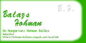 balazs hohman business card