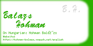 balazs hohman business card